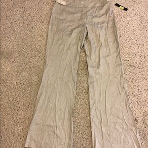 TAHARI THE HAZEL LINEN BLEND TROUSER PANTS IN SAND DUNE SZ 12 UNLINED